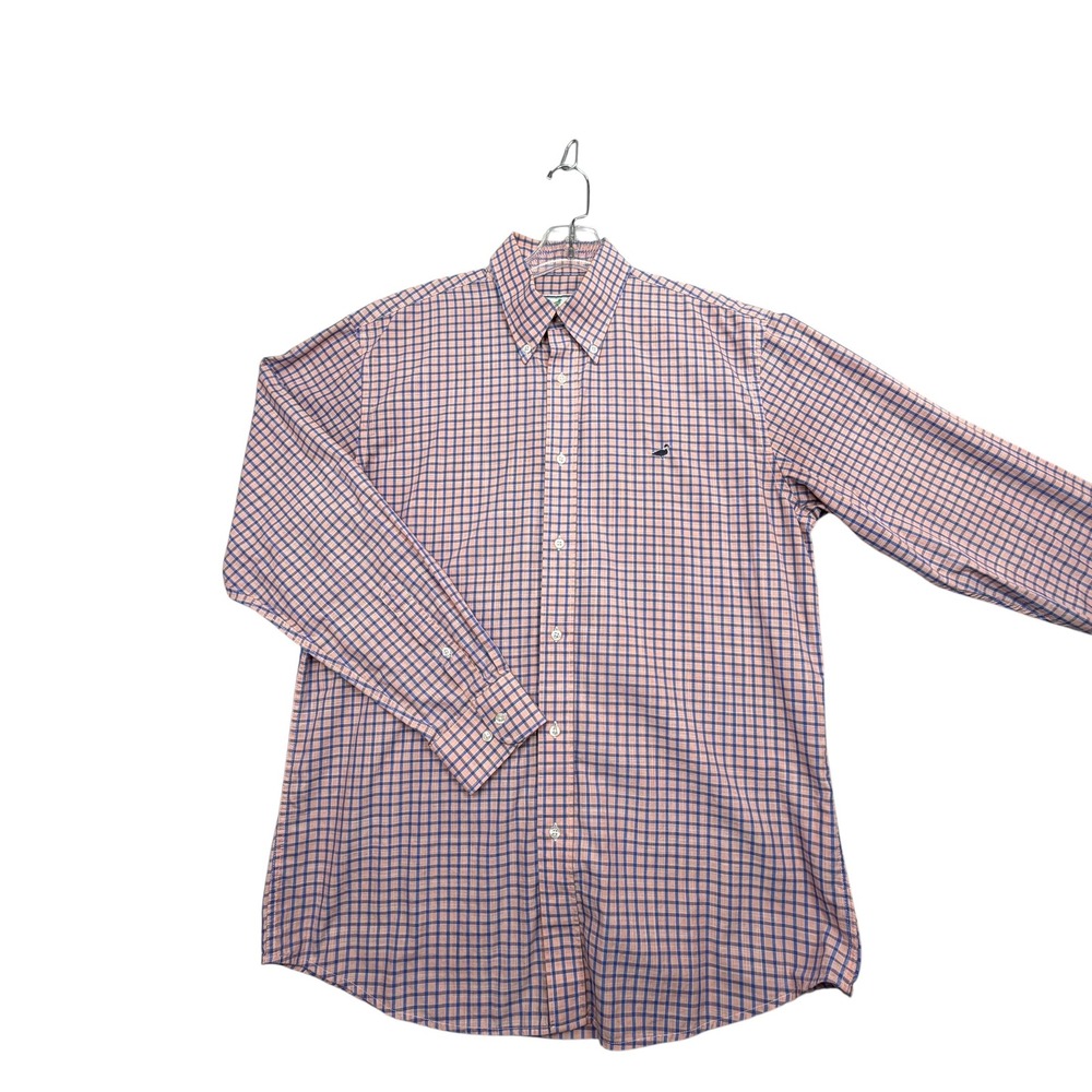 Properly Tied Button Down Shirt Mens Medium Orange Blue Check Classic Fit
